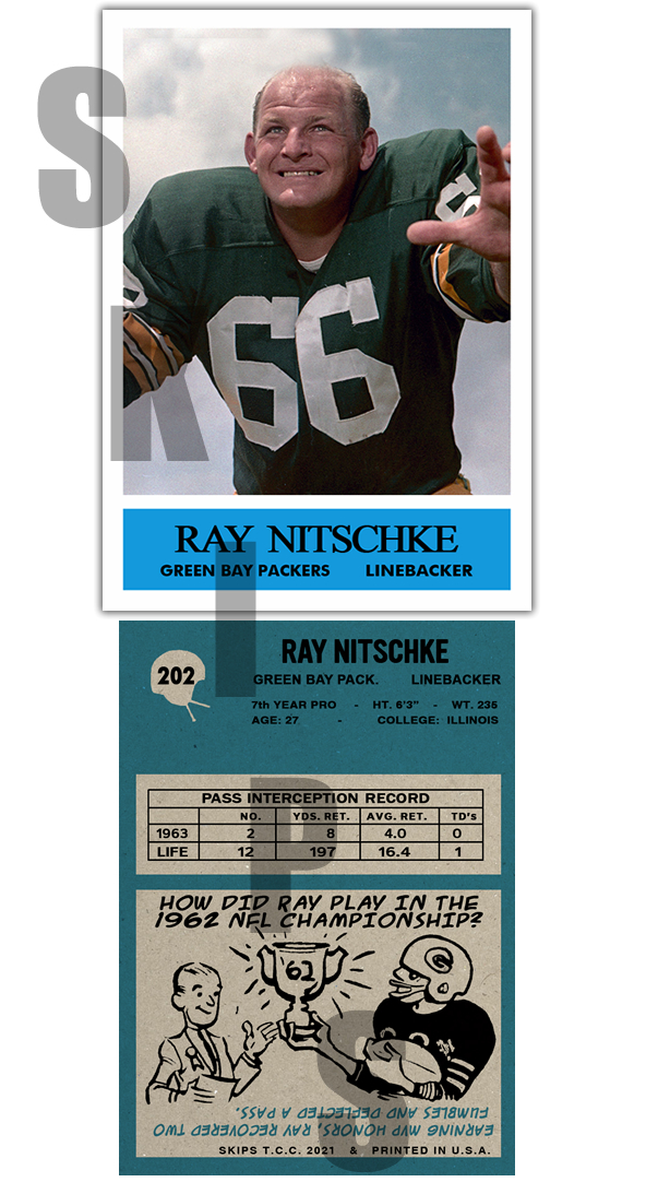 1964 STCC #202 Ray Nitschke Philadelphia Green Bay Packers Custo